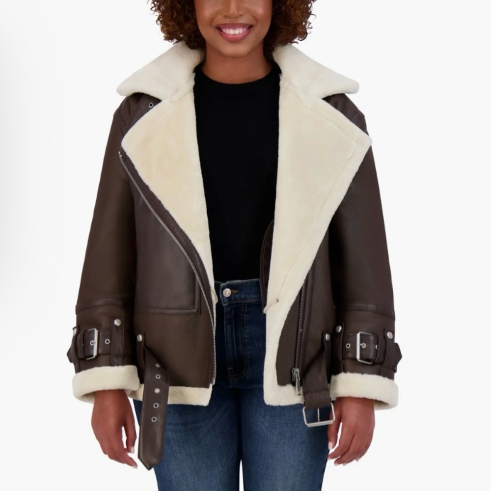 Rebecca Minkoff Brown Bomber Jacket with Cream Accents - Picture 12 of 15